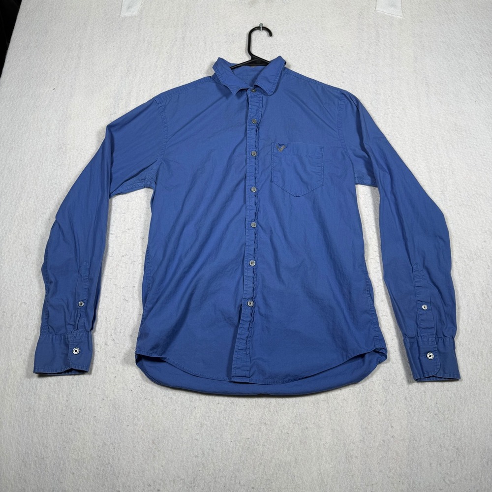 American Eagle Outfitters Mens Small Blue Long Sleeve Cotton Button Down Shirt